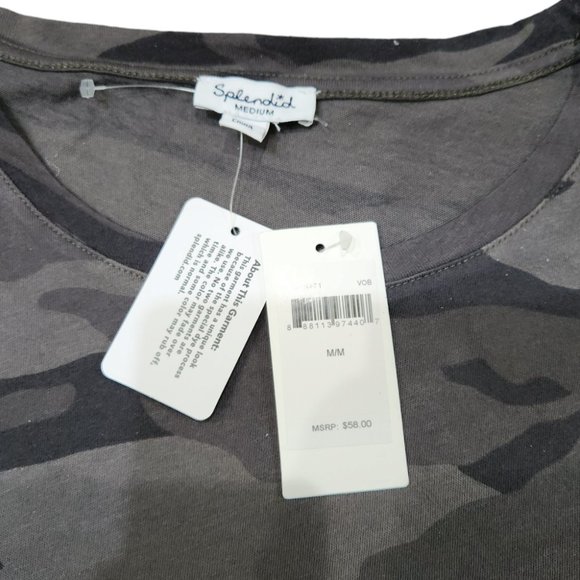 NEW Splendid Camo Print Crew Neck Short Sleeves Tee Shirt Lightweight M - Picture 6 of 7